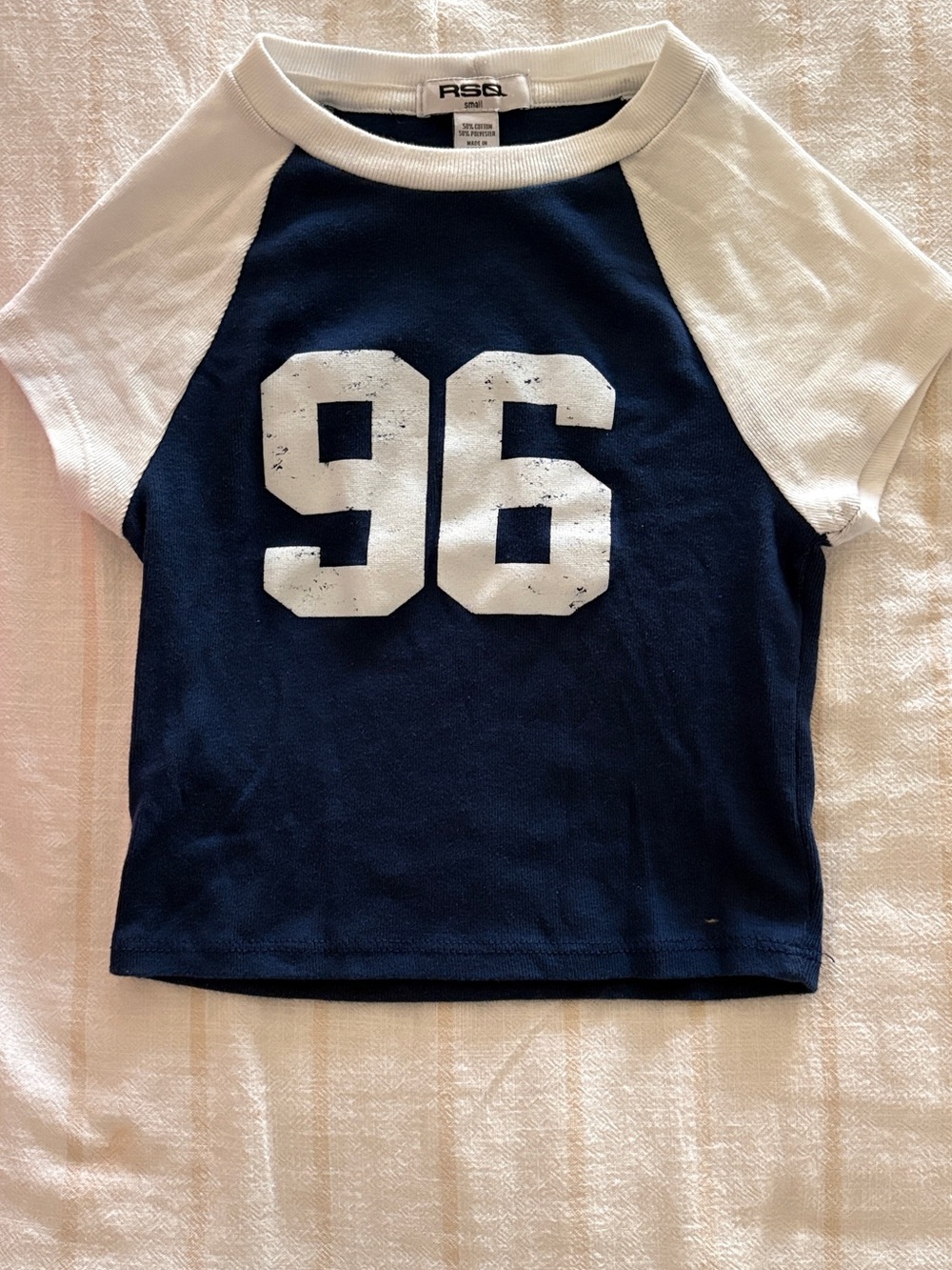 RSQ Navy & White Raglan '96' Short Sleeve Tee
